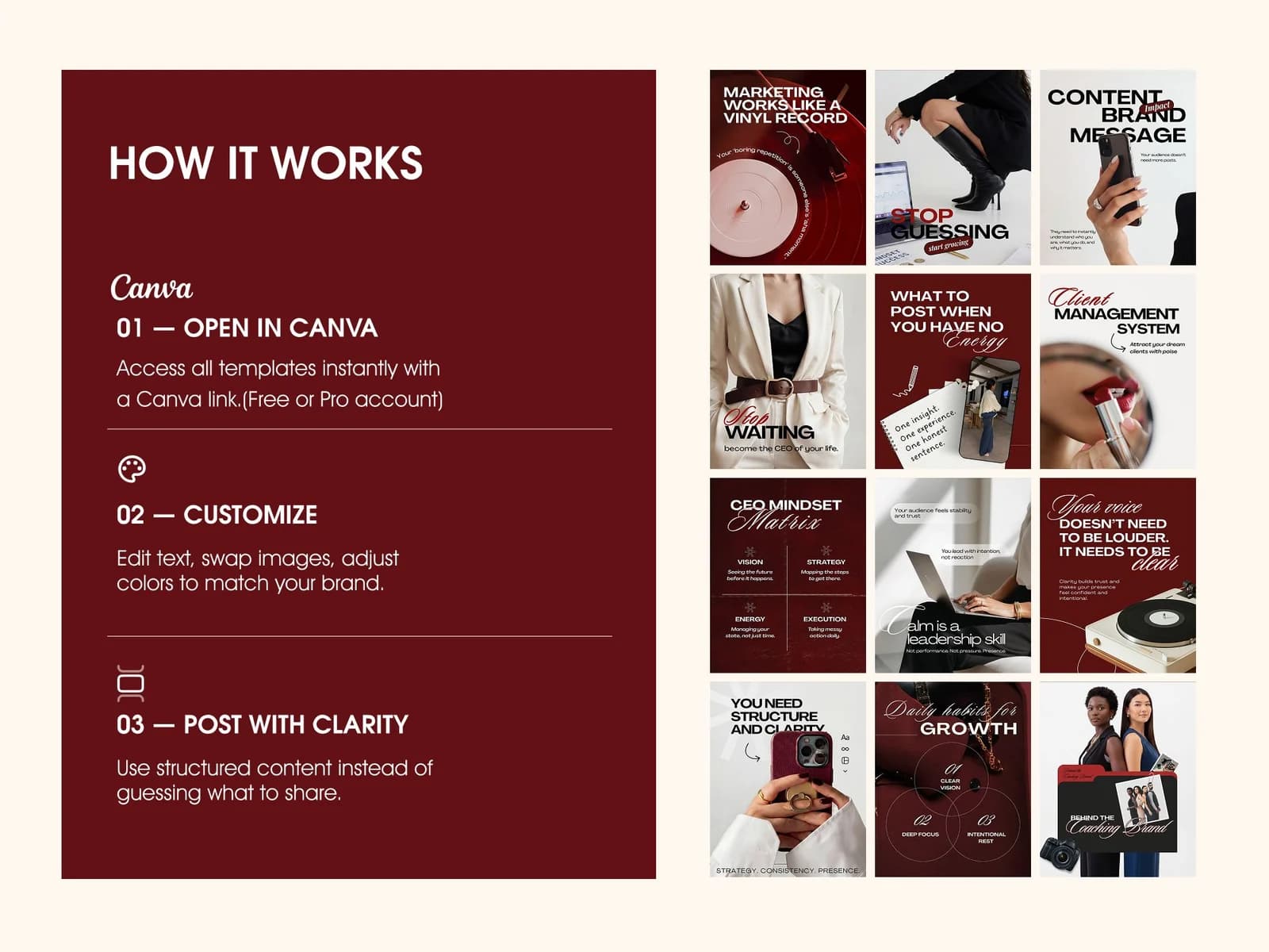 Personal brand template layouts